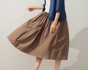 Linen Skirt, Midi Skirt women, Pleated linen skirt, Swing skirt, Loose fit Linen skirt, Casual Linen Skirt, Custom skirt, Ylistyle C3943