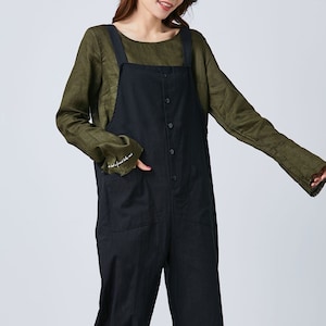 Black linen overalls, Loose overalls women, Maternity overalls, harem overalls, plus size overalls, spring overalls, ylistyle C1693
