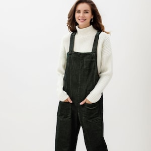Gray Corduroy overalls, Overalls women, Oversized wide leg corduroy overalls, casual corduroy overalls, Autumn Winter Spring outfit C1709