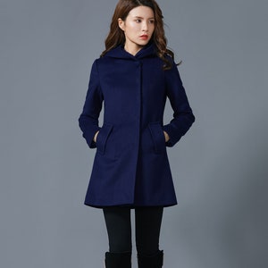 Navy Blue Coat Midi Wool Coat Coat With Pockets Womens - Etsy