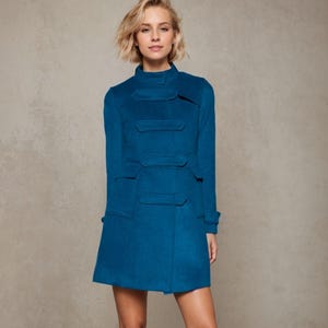 Wool coat, Womens coat, Winter coat women, Wool coat women, Blue wool coat, Midi coat, Peacoat, Winter coat, Handmade coat, Ylistyle C4377