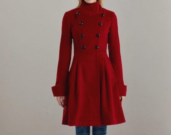 【Eaphi】standcollar volume midi coat