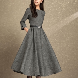 Fit and Flare Winter Wool Midi Dress 4547 Fit and Flare Winter Wool Midi Dress 4547