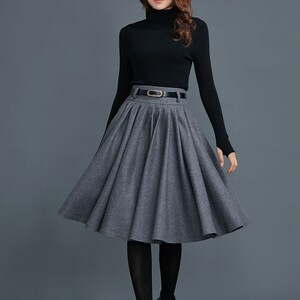 Knee Length Circle Wool Skirt for Women Pleated Winter Skirt - Etsy