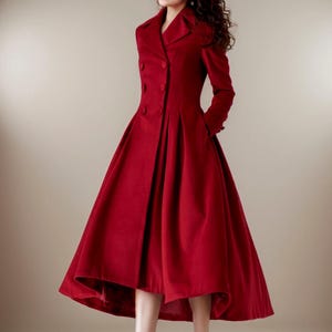 Casaco de lã, casaco de lã princesa, casaco longo de lã, casaco de lã formal, casaco de inverno feminino, casaco de lã estilo A, casaco feito à mão, Ylistyle C3694