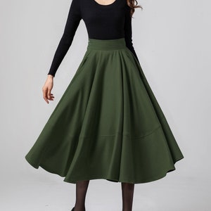 Midi Wool Skirt, Swing Skirt, Wool Skirt Women, High Waisted Wool Skirt, Winter Wool Skirt With Pockets, Circle wool Skirt, Ylistyle C3581