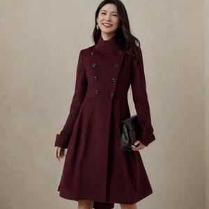 Pink Long Wool Maxi Coat, Women Wool Trench Coat, Winter