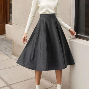 Wool Skirt, Midi Wool Skirt, Winter Skirt Women, Swing Skirt, Plus Size Wool Skirt, Grey Wool Skirt, Handmade Skirt, Ylistyle C3624