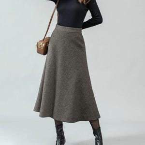 Plaid wool skirt, Midi skirt, Womens wool skirt, Winter skirt, A line skirt, Wool skirt women, Long wool skirt, Custom skirt, Ylistyle C4446
