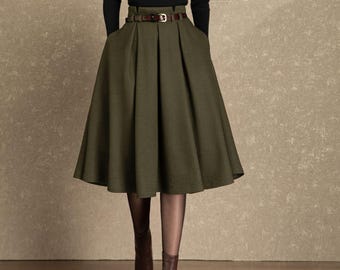 Wool Skirt, Midi Wool Skirt Womens, Winter Wool Skirt, Swing