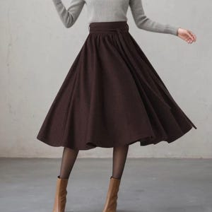 Wool Circle Skirt, Wool skirt, Winter Wool Skirt, Midi Skirt, Swing Skirt, Skirt with Pockets, Warm wool Skirt, Ylistyle C3623