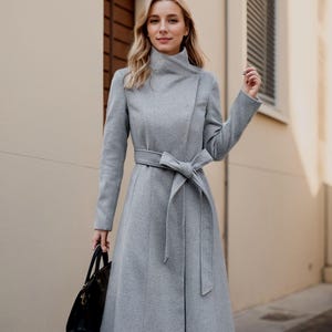Wool Coat, Womens Long Coat, Winter Coat, Grey Wool Coat, A
