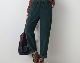 Corduroy pants, Womens pants, Wide leg pants, Baggy pants, Loose pants, Fall pants, Winter pants, Autumn pants, Custom pants, Ylistyle C4342