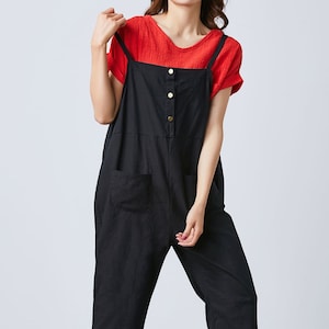 Black linen overalls, Loose overalls women, Maternity overalls, harem overalls, plus size overalls, spring overalls, ylistyle C1694