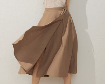 Linen Wrap Skirt, Linen skirt, Women's Linen midi Skirt, A-line linen skirt, Summer Linen skirt with pockets, Ties skirt, Ylistyle C3929