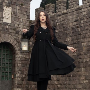 Black Long Wool Coat, Princess Winter Coat, Fit and Flare Coat,  Double Breasted Coat, Women Coat, Warm Coats, Custom Coat, Ylistyle C3156