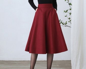 Wool skirt, Winter Skirt, Midi wool skirt, Wool skirt women, Skirt With Pocket, A Line Skirt, High Waist Skirt, Custom Skirt, Ylistyle C2607