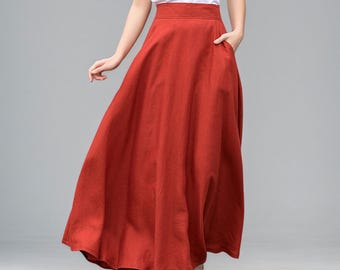 Maxi Linen Skirt, Long Linen Skirt, Linen Skirt With Pockets