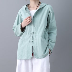 Linen cardigan jacket, Hooded Cardigan, Long sleeve Linen Jacket, Short Cardigan, Casual Linen Jacket, Plus Size Clothing, Ylistyle C1850