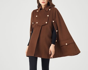 Vintage 80s Austrian Loden Wool Reversible Cape Jacket