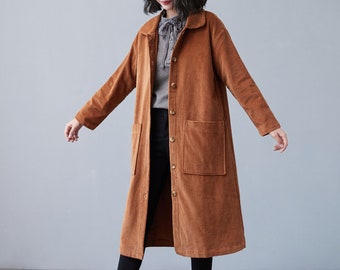Cordjacke, Damen Cordjacke, Plus Size Mantel, Cordmantel, Wintermantel,  Frauen Oberbekleidung, Overcoat, Cordmantel Frauen C2508 - Etsy.de