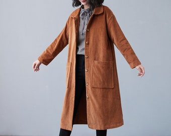 Corduroy Jacket, Womens Corduroy Jacket, Plus Size Coat, Corduroy Coat, Winter Coat, Women Outerwear, Overcoat, Corduroy Coat women C2508