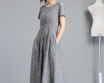 Linen dress, Linen maxi dress, womens dress, Long Linen maxi dress, Gray Loose linen dress, Summer Spring dress, Handmade dresses C1255#