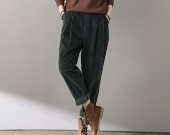 Green Corduroy Pants Etsy