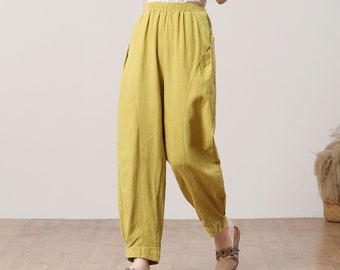 Women's Linen Pants, Long Casual Linen Pants, Plus Size Linen Pants, Ginger Linen Pants, Loose Pants, Wide Leg Pants, Custom Pants C3284