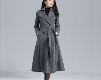 volume wool tailored coat gray epine