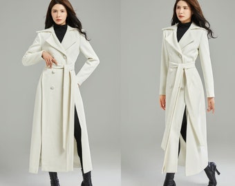 Long White Wool Coat, Fitted Wool Coat, Warm Winter Coat, Winter Wedding  Coat , Women Wool Coat, Belted Wool Coat C1742 -  Canada