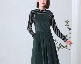 dark green overall dress CUPSHE Casual Dresses for Women Square Neck Button Front Sleeveless Pockets A Line Mini Overall Dress Olive Green, M at Amazon Women's Clothing store