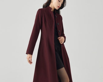 Long Wool Coat Women, Warm Winter Coat, Fit and Flare Coat, Casual Wool Coat, Elegant Coat, Womens Coat, Handmade Coat, Ylistyle C3568