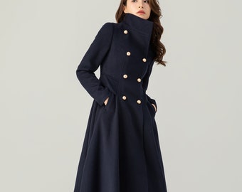 Wool Coat, Winter Wool Coat, Double Breasted Wool Coat, Womens Coat, Fit and Flare Wool Coat, Warm Wool Coat, Custom Coat, Ylistyle C3701