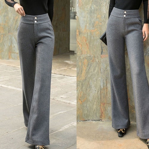Wool Wide Leg High Waisted Pants Vintage Style Palazzo - Etsy