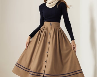 Wool Skirt Women, Midi Skirt, Button down Wool Skirt, High Waisted Skirt, Winter Warm Skirt, Swing Skirt, Handmade skirt, Ylistyle C3552