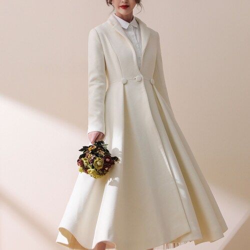 Long White Wool Princess Coat Winter 