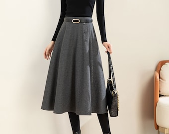 A line Wool Skirt, Midi Skirt, Vintage Skirt, Wool Skirt Women, Plus Size Skirt, Autumn Winter Skirt, Handmade Skirt, Ylistyle C3601