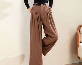 Wool Pants, Long wool pants, Wide leg pants, Palazzo Pants, Pleated pants, Wool Pants Women, Winter Pants, Made to Order, Ylistyle C3599