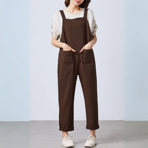 Baggy overalls, Brown overalls women, linen overalls with pockets, loose overalls, wide leg overalls, Casual overalls, harem overalls C1696