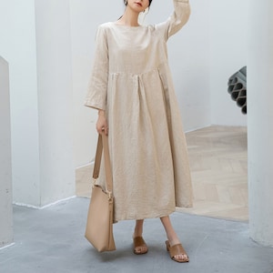Women&#39;s Linen Dress, Long Linen Dress, Loose Linen Dress, Spring Linen Dress, Plus Size Dress, Summer Dress, Custom Dress, Ylistyle C3194