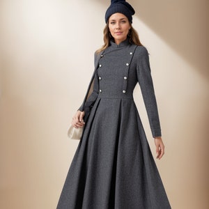Wool dress, Wool Maxi Dress, Military dress, Winter Wool Dress Women, Long wool dress, Gray Wool Dress, Handmade Dress, Ylistyle C3579