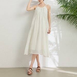 Summer Midi Slip Dress, Women&#39;s Apricot Dress, Loose Slip Dress, Plus Size Dress, Party Dress, Handmade Dress, Custom Dress, Ylistyle C3300