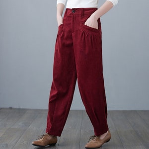 Wide Leg Corduroy Pants, Womens Long Corduroy Pants, High