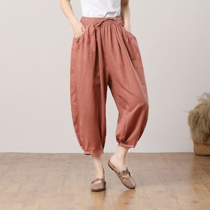 Women&#39;s Linen Pants, Long Linen Pants, Summer Loose Linen Pants, Casual Linen Pants, Elastic Waist Pants, Custom Pants, Ylistyle C3287