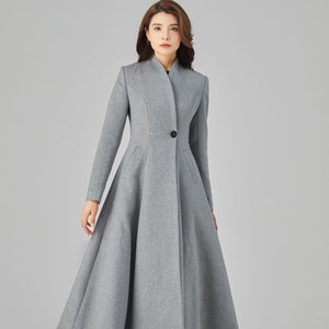Grey Long Wool Coat, Winter Wool Coat, Womens Coat, Fit and Grey Long Wool Coat, Winter Wool Coat, Womens Coat, Fit and