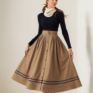 Wool Skirt Women, Midi Skirt, Button down Wool Skirt, High Waisted Skirt, Winter Warm Skirt, Swing Skirt, Handmade skirt, Ylistyle C3552