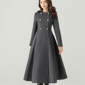 Long Wool Coat, Hooded Wool Coat, Winter Wool Coat, Womens Coat, Long Dress Coat, Double Breasted Coat, Custom Coat, Ylistyle C3704 image 2