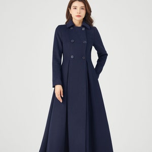 Wool coat, Long Wool Coat, Winter Wool Coat, Womens wool Coat, Wool Coat women, Navy Wool Coat, Handmade Coat, Ylistyle C3684