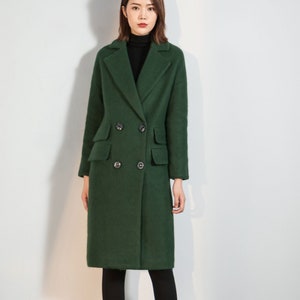 Wool coat, Green Long Wool Coat, Warm Winter Coat Women, Relaxed Fit Coat, Oversized Wool Coat, Wool Jacket, Custom Ylistyle coat C1763 image 3